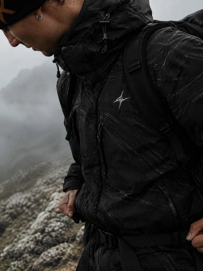 The black shell worn on a misty mountain ridge
